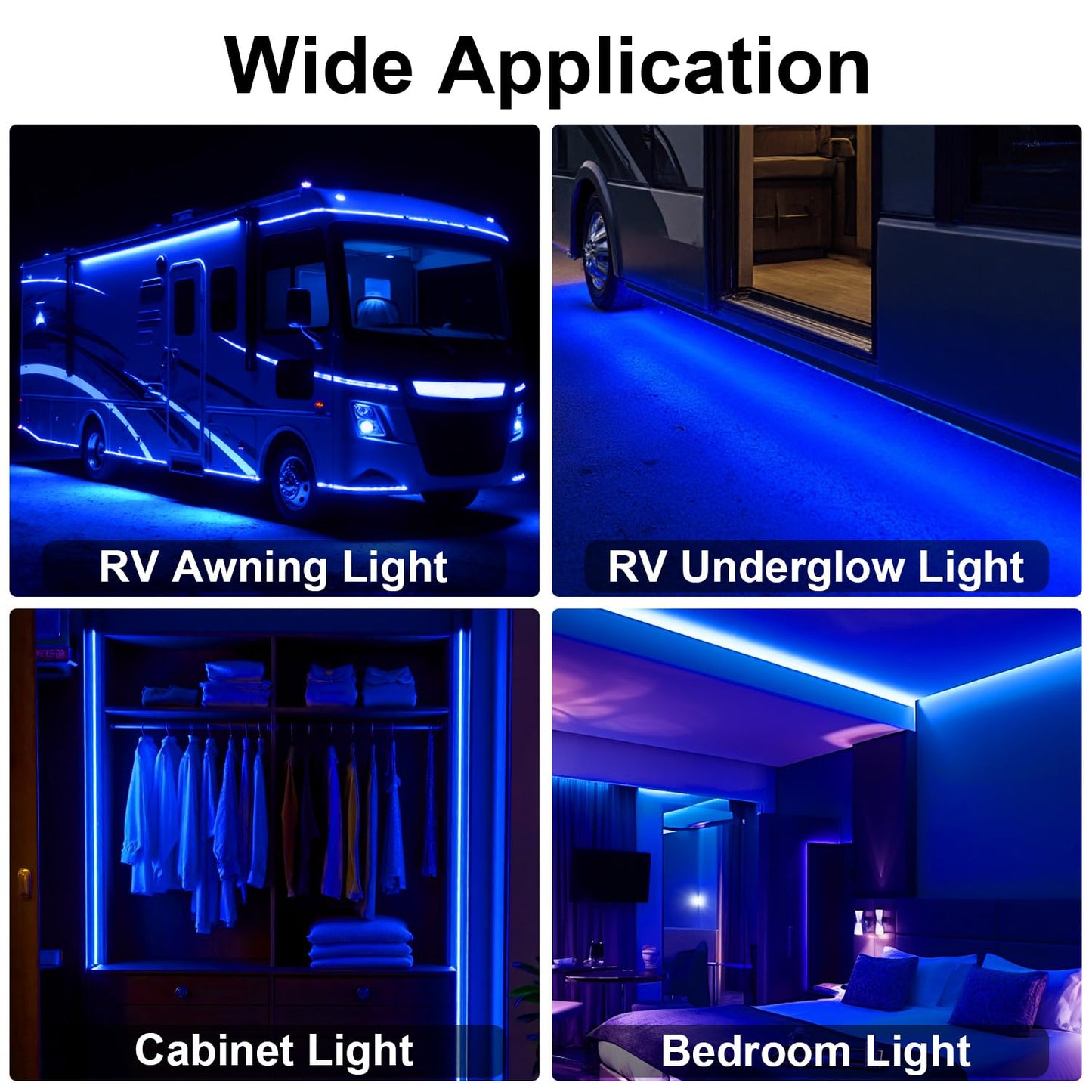 20Ft Rv Awning Lights  12V Blue Rv Led Strip Lights  Ip68 Waterproof Camper Awning Lighting For Motorhome Travel Travel Trailers  Camper  Food Trucks