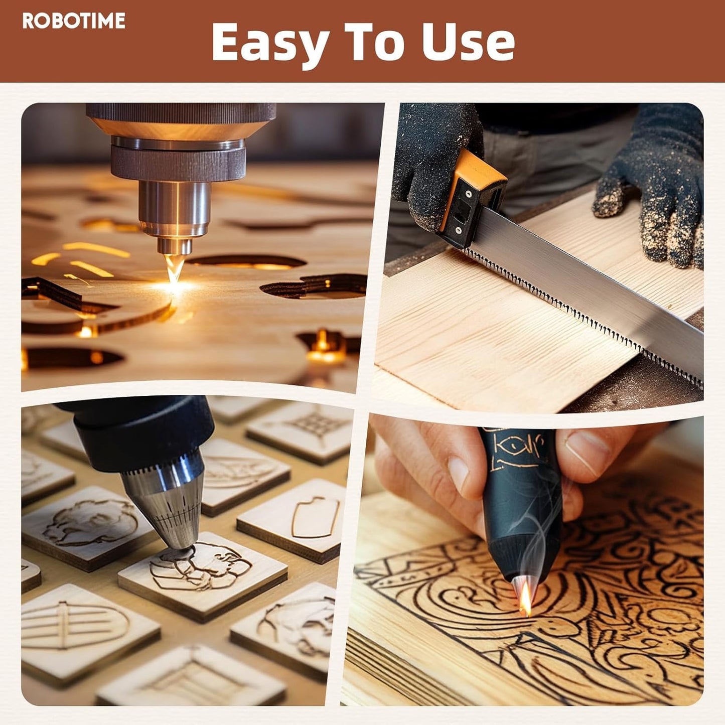 ROBOTIME 6-Pack Laser Wood Sheets 1/8" - 12 x 12 x 1/8 Inch - Cheery - 3mm Plywood for Laser Cutting, Laser Engraving Blanks