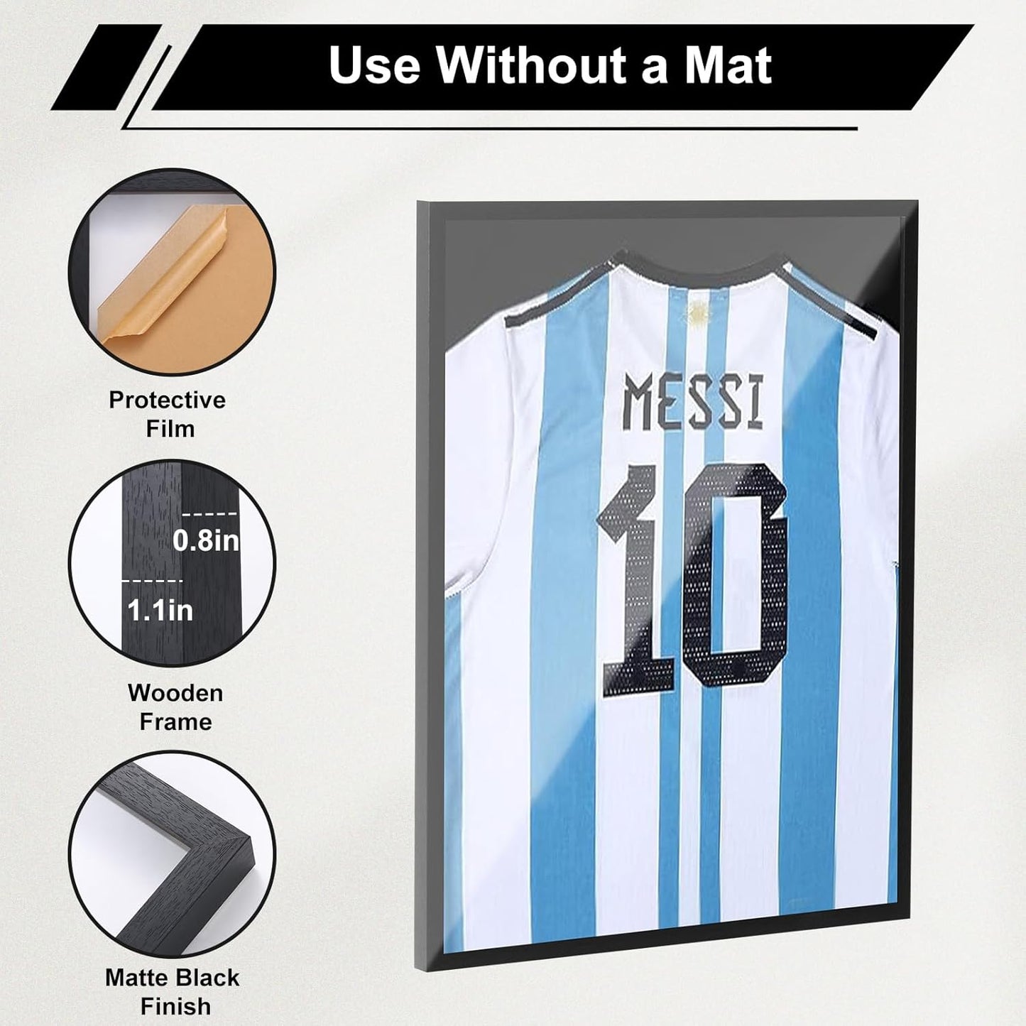 Nice C Jersey Frame Display Cases, Jersey Frame with Picture Slots, Jersey Shadow Box Display Case, 98% UV Protection, Football, Basketball (1 Pack, Black&Gold)