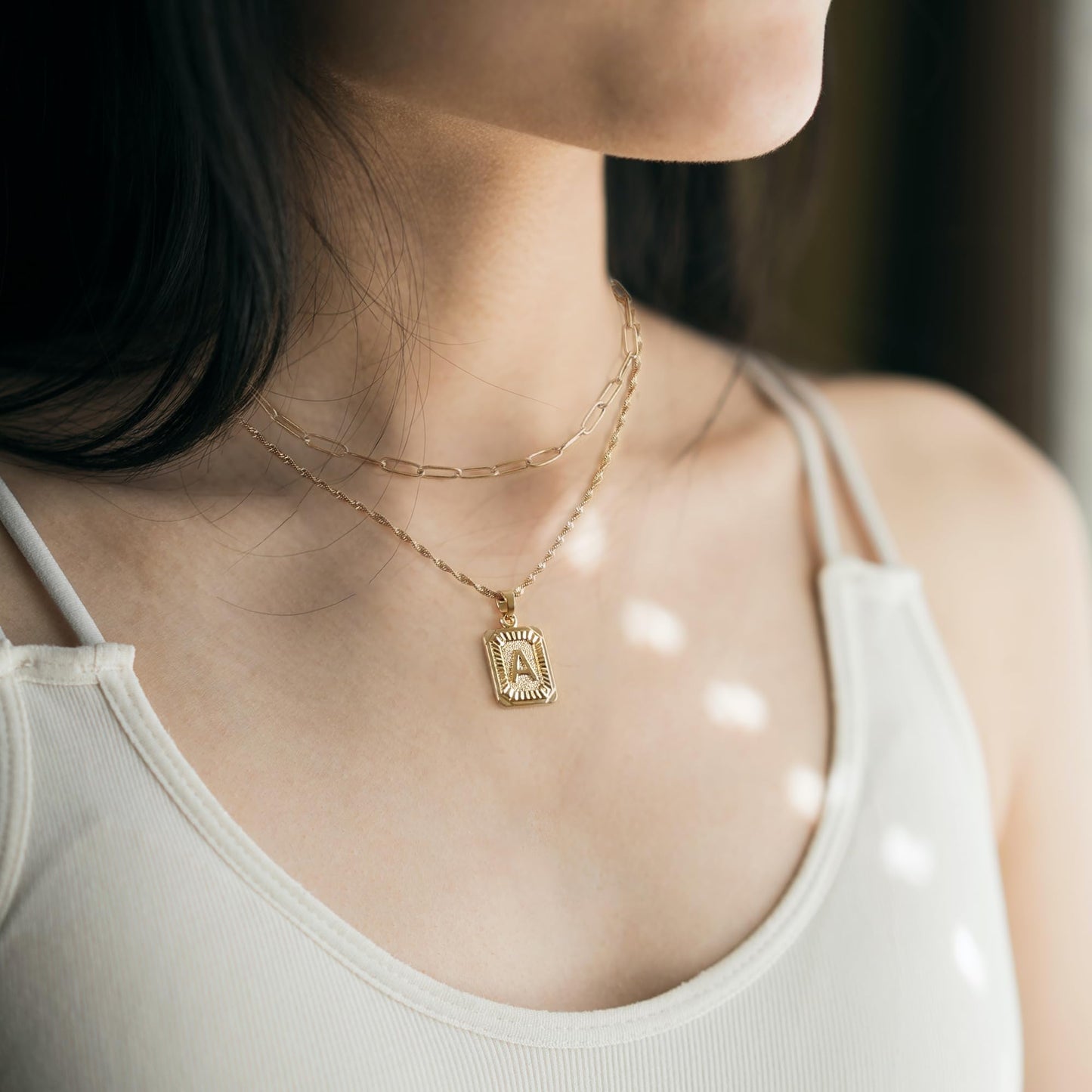 JSJOY Initial Necklaces for Women Gold Layered Initial Necklaces Letter M Necklace for Women Gold Layered Necklaces Birthday Chr