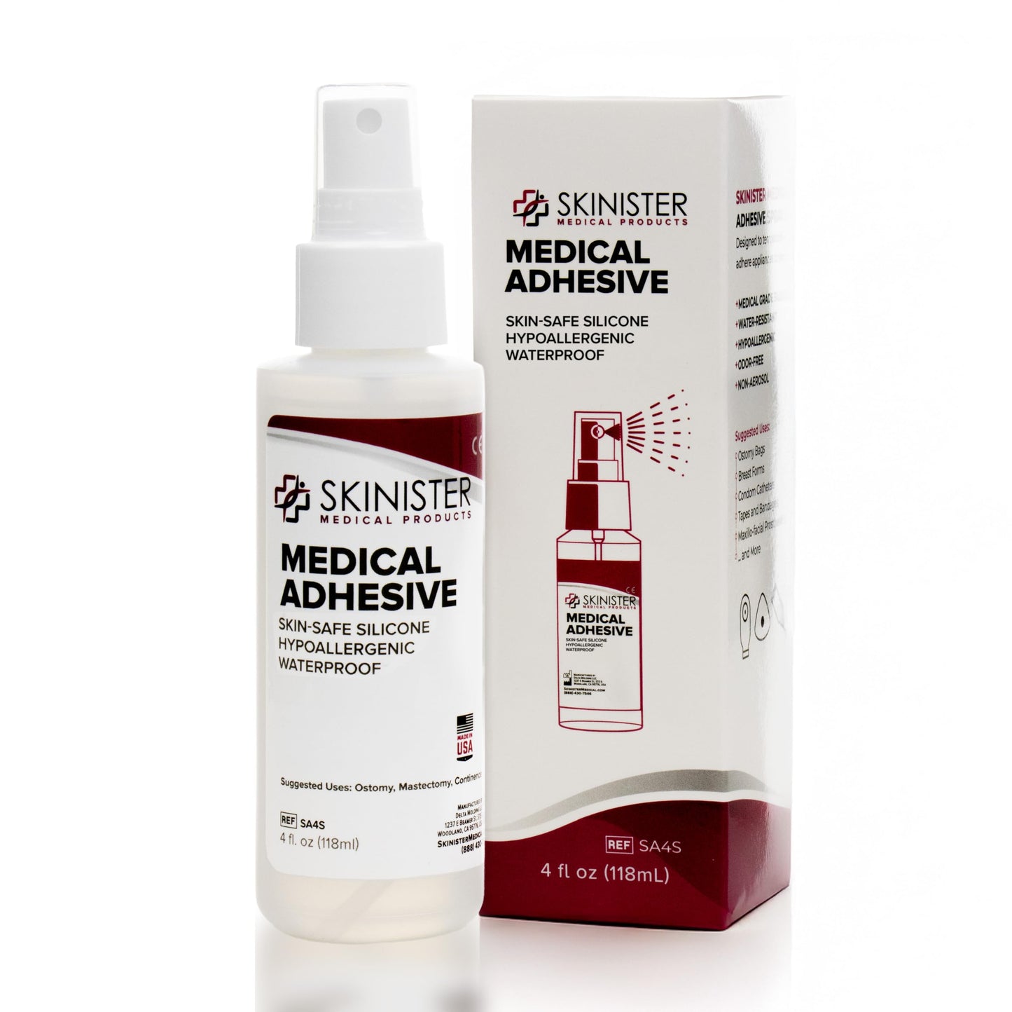 Skinister Medical Adhesive Spray | Silicone Skin Glue for Ostomy Bags, Breast Forms, Condom Catheters, Prosthetics, SFX | 4oz