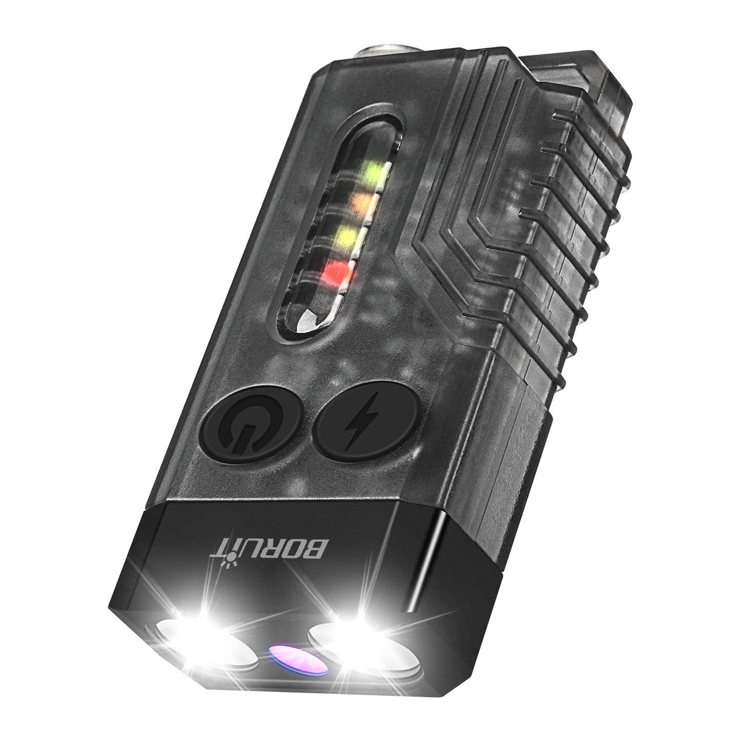 Boruit V10 Powerful Flashlight - 1000Lm, 365Nm Uv Light, Usb C Rechargeable, Aluminum, Black, Keychain With Cob Side Light