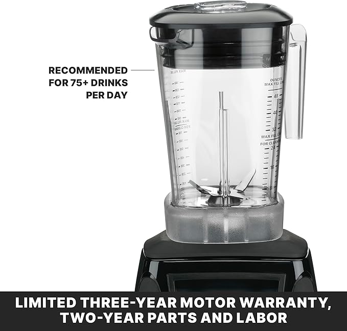Waring Commercial MX1000XTXP 3.5 HP Blender with Paddle Switches, Pulse Feature and a 48 oz. BPA Free Copolyester Container, 120V, 5-15 Phase Plug
