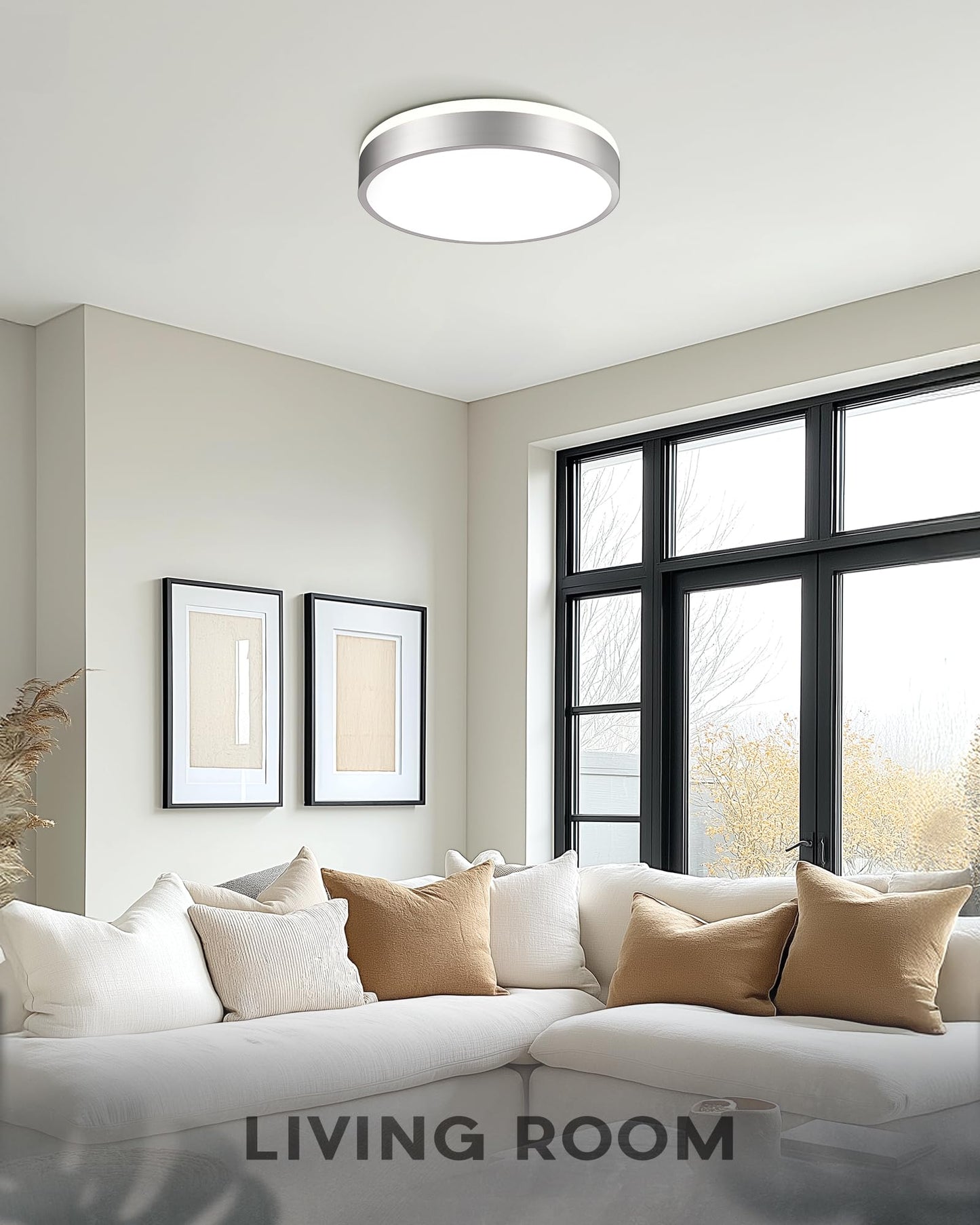 Ken & Ricky Modern Flush Mount Led Ceiling Light Fixture  12 Inch 5Cct Ceiling Light  Brushed Nickel Hallway Lighting Fixtures Ceiling  Kr3350-1Pk