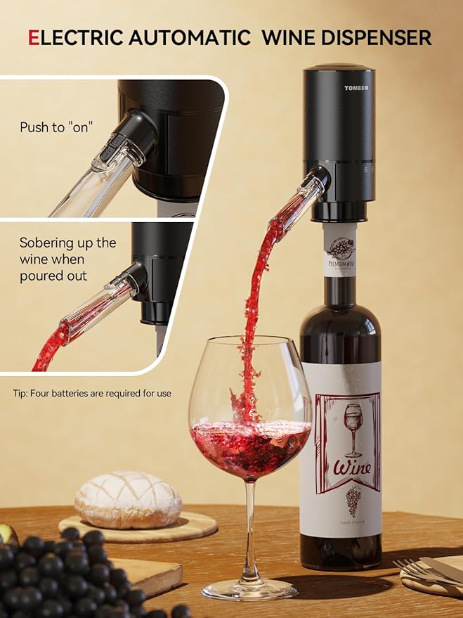 Rechargeable Electric Wine Gift Set - Aerator, Vacuum Stoppers, Foil Cutter and Bottle Opener for Home Bar and Outdoor Parties