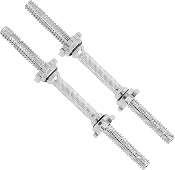 Yes4All Pair of Threaded Dumbbell Handles with Collars 14/16/18/24 inch, Chrome/Rubber Grip, Fit 1”/ 1.15" Plates, Weight ...