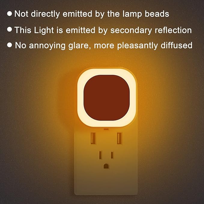 6 Pack Plug in Amber Night Light, Auto Dusk to Dawn, Soft Glow, Dimmable, Diffused Light, LED Lights for Bedroom, Kids, Bathroom, Sleep, Baby Nursery, Toddler, Hallway, Kitchen, Home Decor