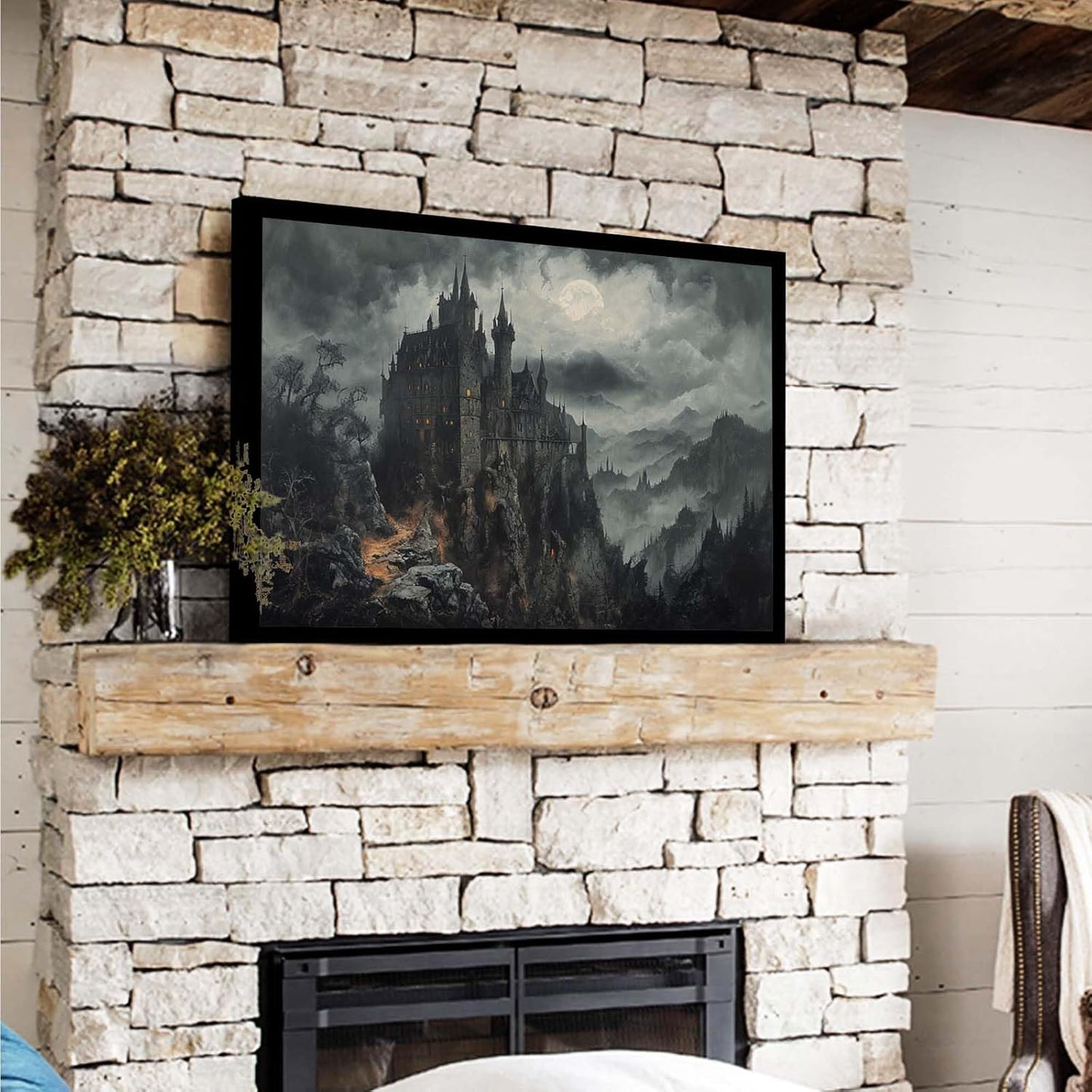 JFHCQJPK Vintage Castle Poster Dark Academy Victorian Gothic Castle Wall Art Poster Moody Mystical Art Print Suitable for Home Living Room Bedroom20x30in Metal blackFramed