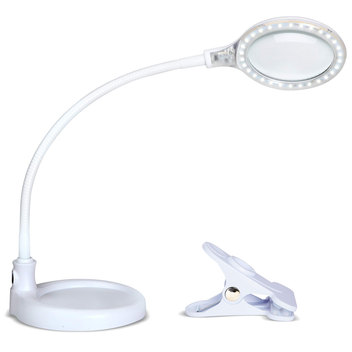 Brightech Lightview Pro Flex 2-In-1 Magnifying Desk Lamp, 1.75X Magnifier, White, Model Ltv2In1-Wh, Adjustable With Light For Crafts
