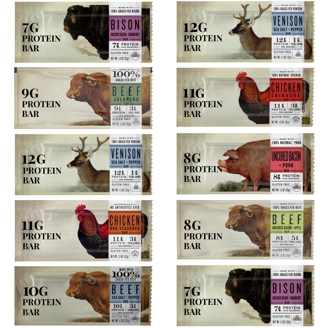 Avama EPlC 100% Animal Based Protein Bars - Assorted Sampler Pack of 10