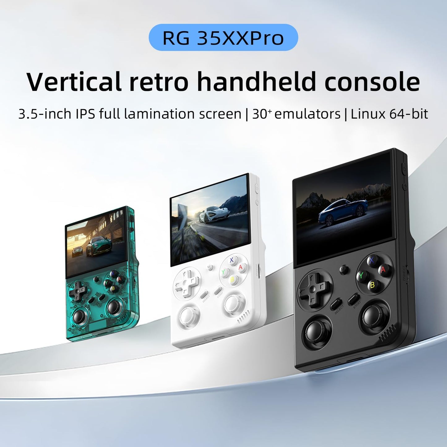 RG35XX Pro Retro Handheld Game Console 3.5-inch IPS Screen 64GB Game Card RG35XX Pro Linux OS Player 3200mAh Battery Compatible with Bluetooth WiFi RG35XXPro Black