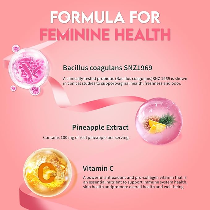 Airboy Feminine Balance Gummies,Women’s Health Gummies,Pineapple Gummies for Women PH, Immune Support,Vaginal Flora Balance-60 Gummies