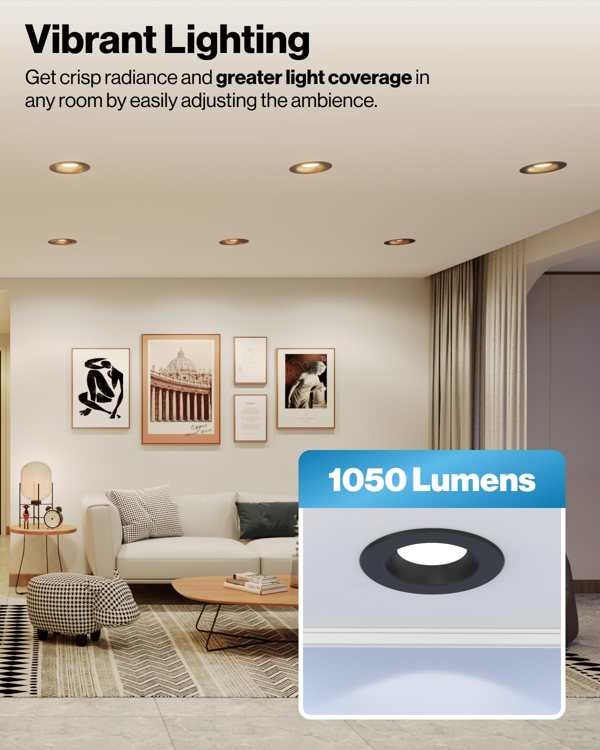Sunco LED Recessed Lighting 5CCT Dimmable Can Lights 6 Inch Black 13W=120W Model DL_BF6-BK-2750K-24PK