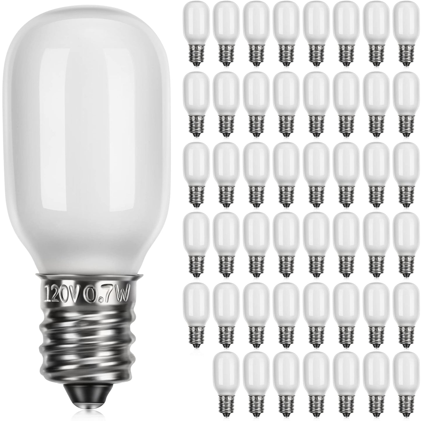Meonum Christmas Village Replacement Light Bulbs  E12 Candelabra Base T20 Led Bulbs  0.7W 120V Replacement Light Accessories For Villages Houses  Christmas Tree  Halloween Pumpkin(48 Pieces)