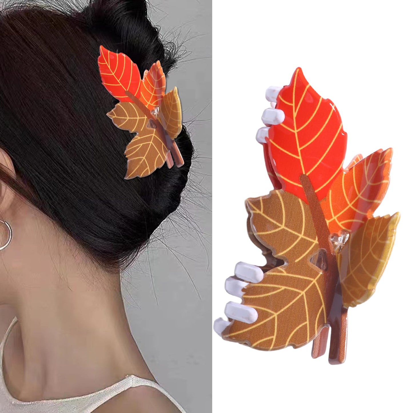 Maple Leaf Hair Clips Fall Fallen Leaves Hair Accessories Thanksgiving Hair Clip Maple Leaf Claw Clips for Women Autumn Fashion