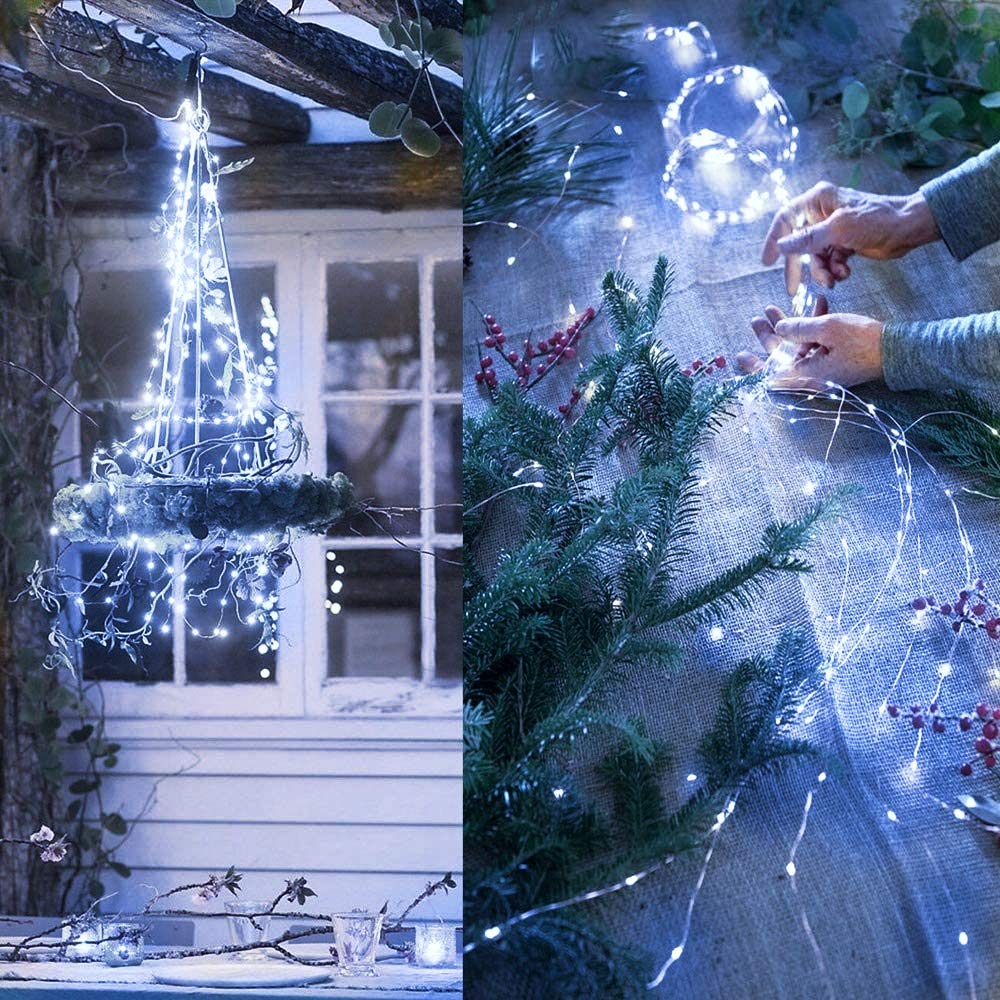 Solar Waterfall Fairy Bunch Lights Outdoor Waterproof 200Leds 8 Modes Watering Can Light (No Can)  Solar Powered String Lights Firefly Vine Christmas Tree Garden Decorations Gardening Gifts For Mom