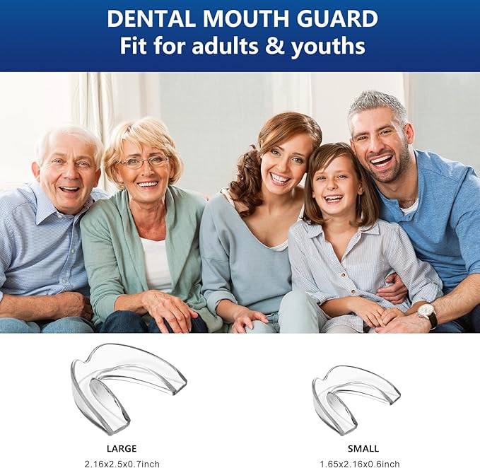 Night Mouth Guard for Teeth Grinding & Clenching, Neateeth Dental Bite Guard with 12 Cleaning Tablets, 4 Packs Sleep Mouthguard for Bruxism