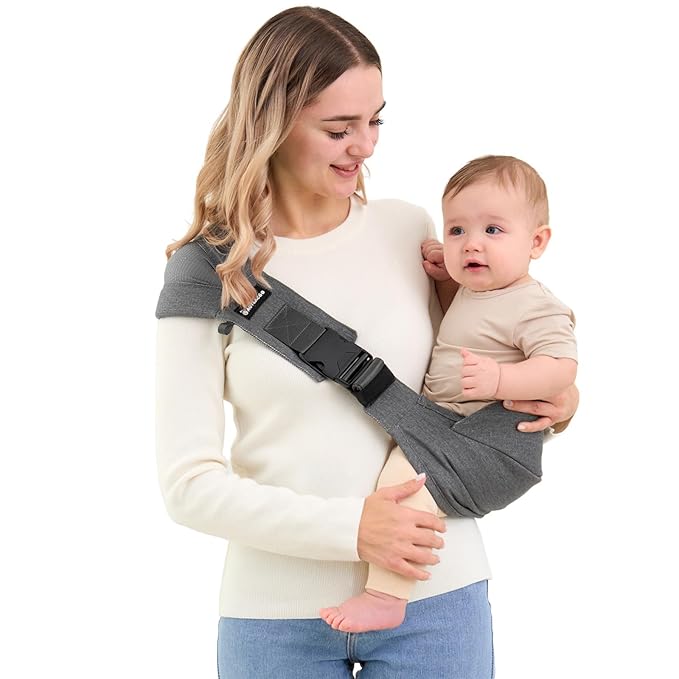 Toddler Sling Carrier - Premium Cotton, Expandable & Ergonomic, One Size Fits All, Ideal for 6-48 Months (11-44 lbs), Compact & Easy to Use, Dark Gray