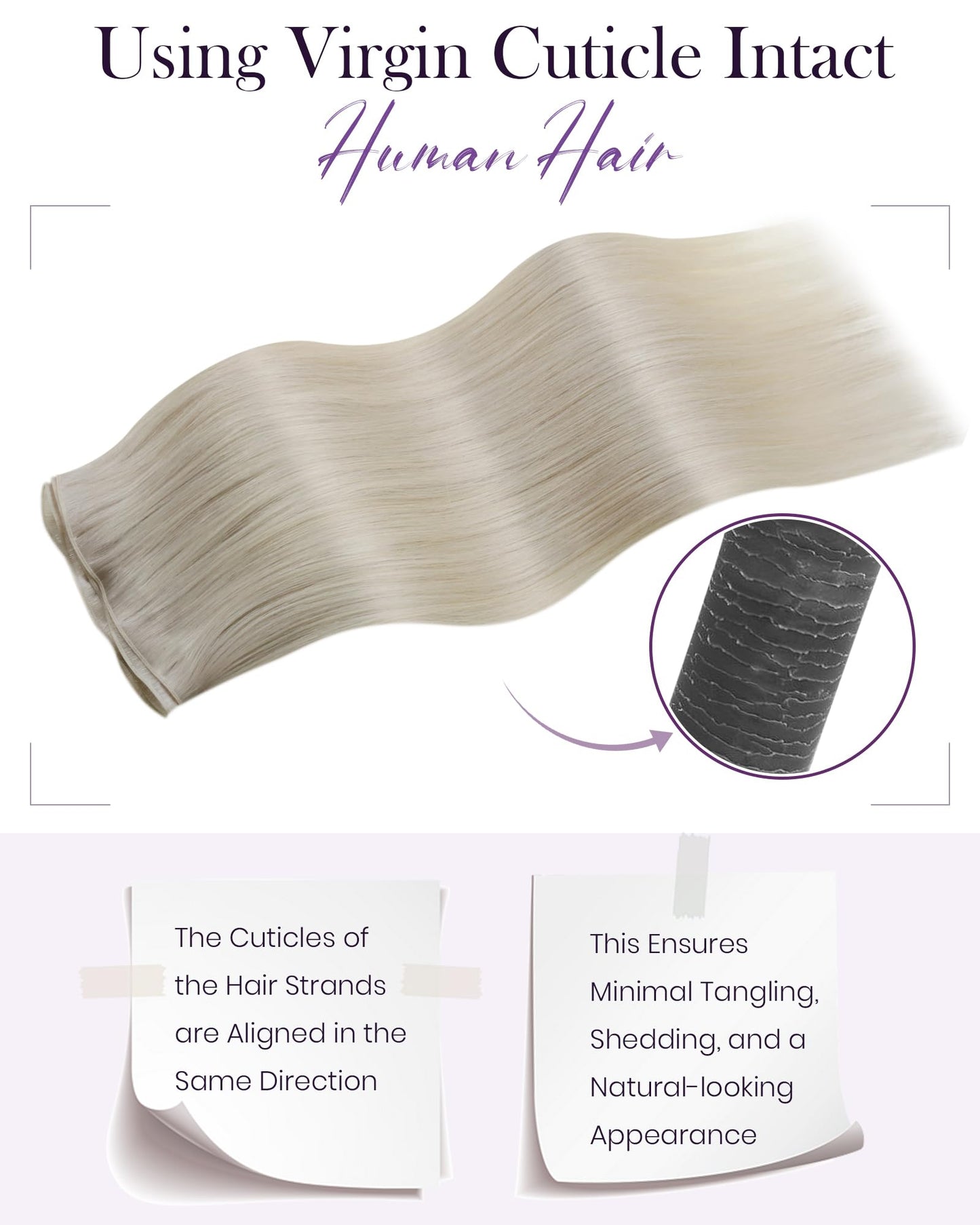 LaaVoo Hand Tied Weft Hiar Extensions Human Hair Blonde Sew in Hair Extensions Real Human Hair Platinum Blonde Genius Weft Exten