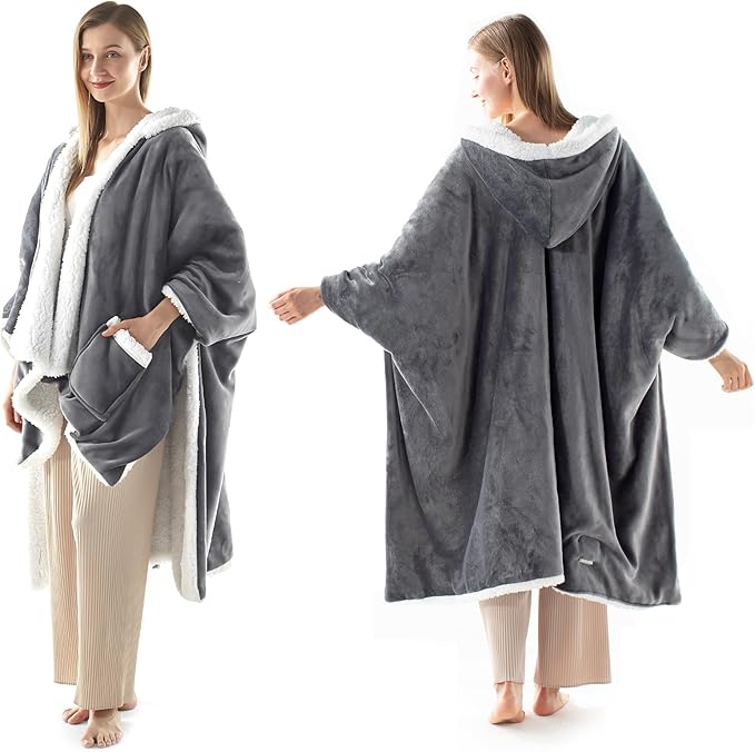 ACCU-WARMTH Wearable Heated Blanket - Warm Up Electric Blanket Hoodie with 6 Heat Levels, Snuggies for women, gifts for he...