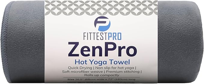 Fittest Pro Non-Slip Hot Yoga Towel with Super-Absorbent Soft Suede Microfiber in Many Colors, for Bikram Pilates and Yoga...