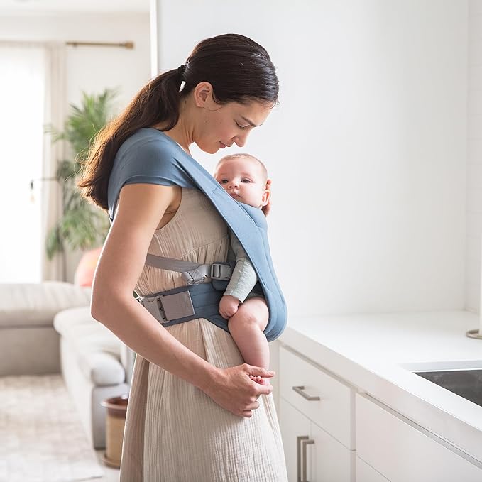 Ergobaby Embrace Baby Carrier Newborn to Toddler - Lightweight Ergonomic Baby Carriers - Cozy Essentials (7-25 Pounds), Ponte Knit, Oxford Blue