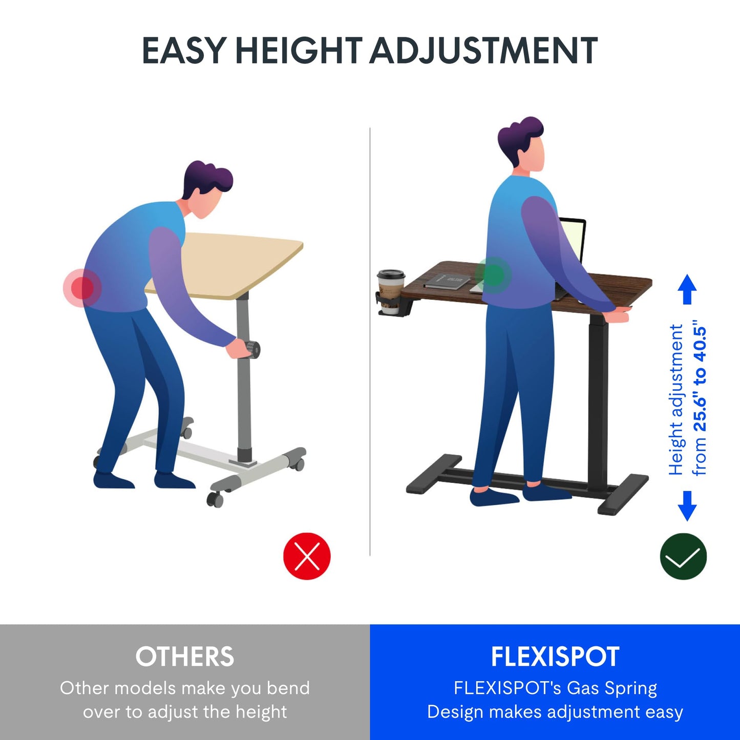 FLEXISPOT Medical Adjustable Overbed Bedside Table with Wheels Pneumatic Mobile Standing Desk Laptop Desk Rolling Computer Cart Movable Table Hospital Home Use(31.5" W x 17.7" D, Mahogany Large)
