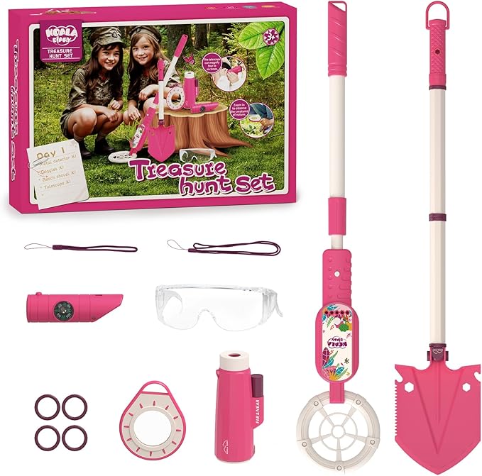 Outdoor Adventure Metal Detector for Kids Toys Set,Outdoor Beach Toys for Kid, with Shovel,Compass, etc.Kids Metal Detector Gift Toys for Ages 3+