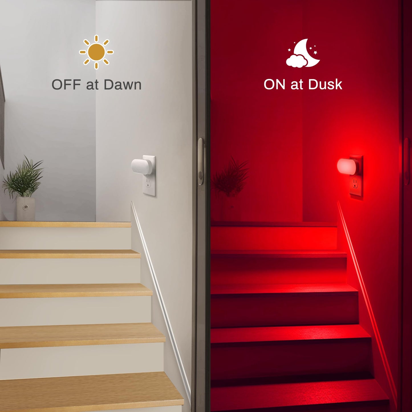 DORESshop Red Night Light, Dimmable LED Plug-in for Bedroom, Kids Room, 4 Pack, 1W, Model D-NL007REDG-4