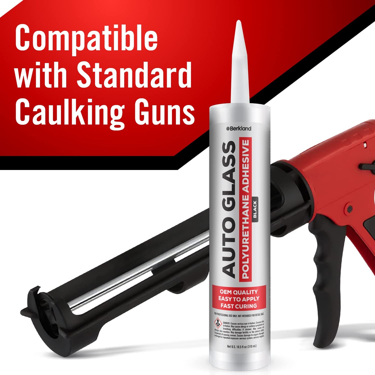 Polyurethane Windshield Adhesive with Fast Curing Formula - High Bond Strength Window Sealant Compound - Easy to Apply Automotive Glass Glue - Windshield Sealant Black - Vehicle & RV Polyurethane Glue