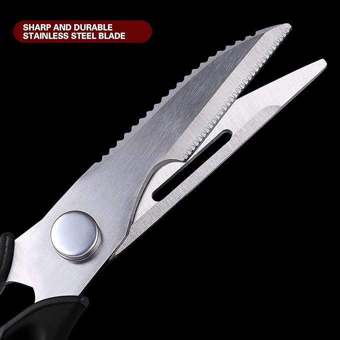 Kitchen Scissors for Food Heavy Duty, All Purpose Kitchen Shears that Come Apart Dishwasher Safe, Sharp Stainless Steel Cooking Scissors for Meat, Poultry, Fish (Black)