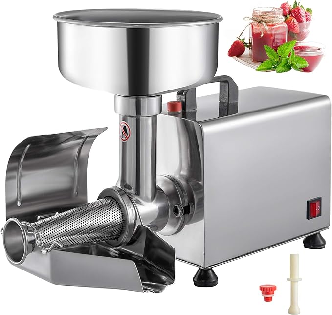 VBENLEM 110V Electric Tomato Strainer 370W Commercial Grade Tomato Milling Machine Stainless Steel Tomato Press and Strainer 90-160 Kg/H Pure Copper Motor Food Strainer and Sauce Maker