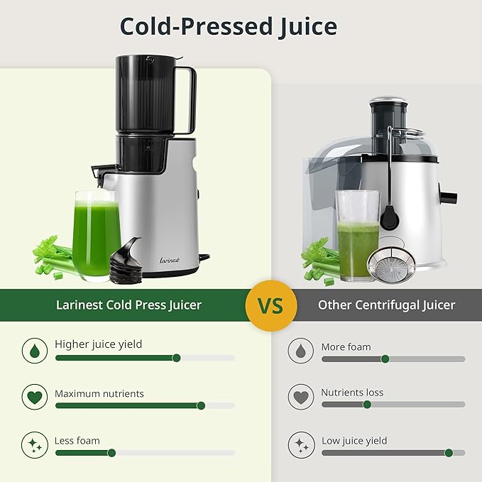 Juicer Machines, Cold Press Juicer with 4" Large Feed Chute Fit Whole Fruits and Vegetables, Easy to Clean, BPA-Free