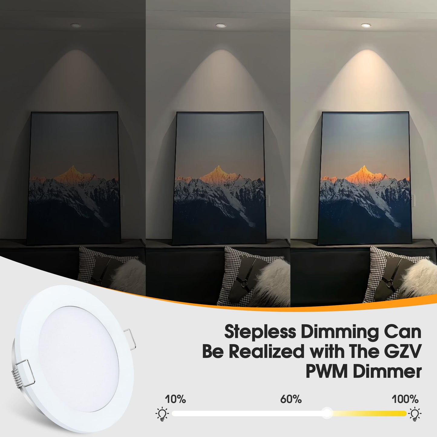 Gzv Rv Puck Light  Rv Led Recessed Ceiling Lights  Dc 12V Led Light For Under Cabinet Camper Van Truck Motorhome Interior Lighting  4 Pack (3000K With White Finish Warm Light)