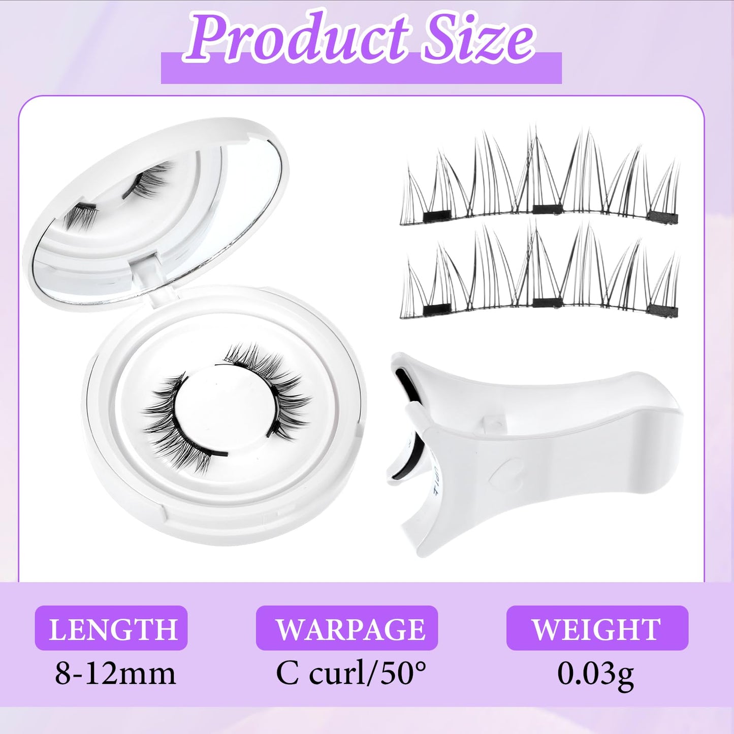 Magnetic Eyelashes with Applicator Reusable Magnetic Lashes No Glue Needed MagneticEyelashes without Eyeliner Cat Eye Natural Lo