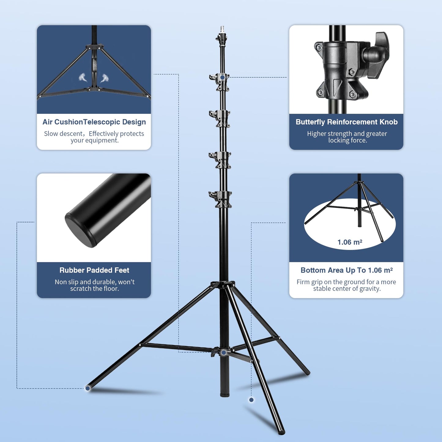 Kate Heavy Duty Light Stand Tripod - 15.7ft Air Cushioned Aluminum Alloy Lighting Stand with Tripod, 2 Sandbags & 1/4"-3/8" Adapter, 9.46lb Load for Studio/Indoor/Outdoor Video Photography