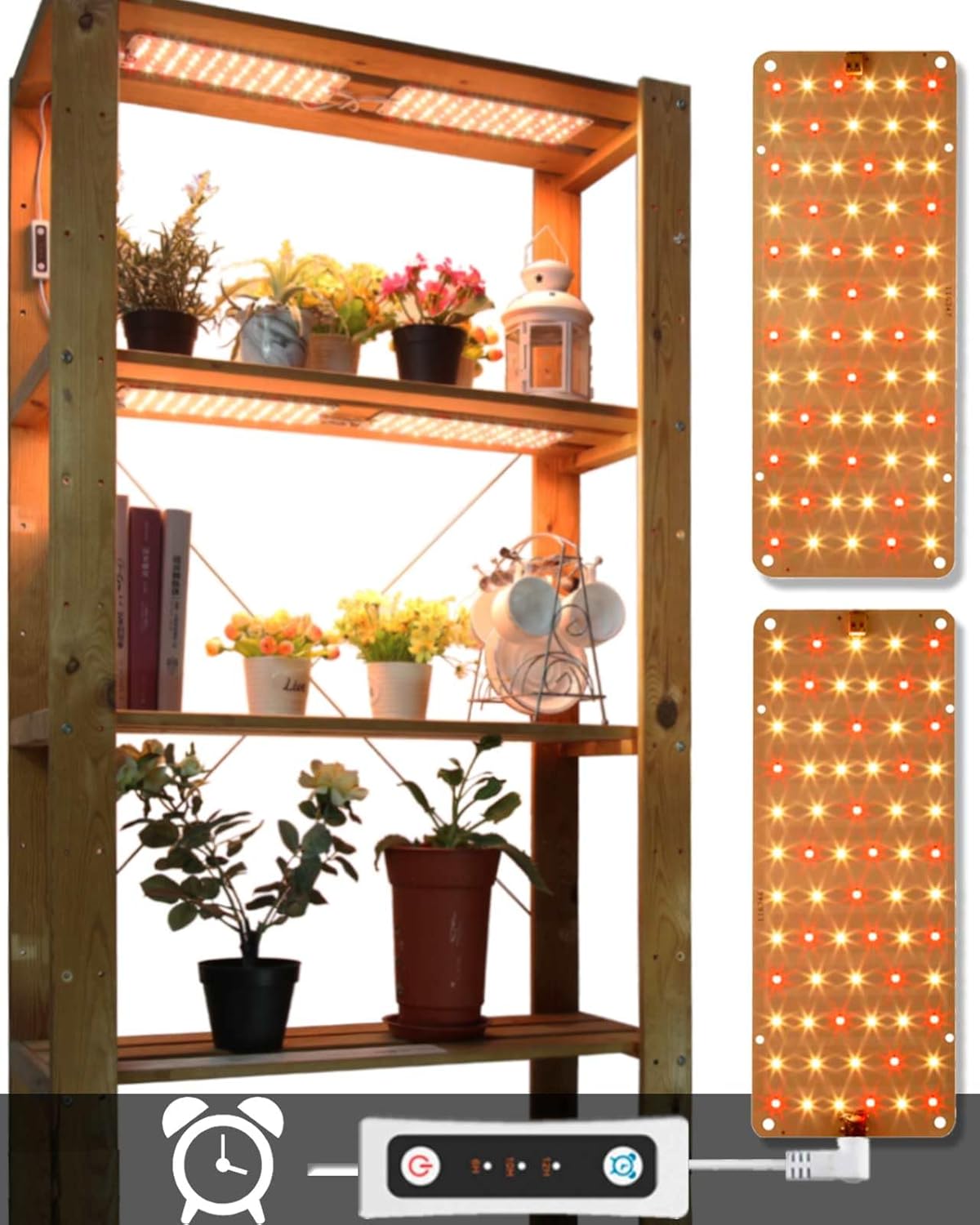 Grow Light, 20W Ultra-Thin LED Grow Lights for Indoor Plants Full Spectrum, 6/10/12H Timer Plant Light, 132 LEDs Under Cabinet Plant Growing Lamp Strip for Seedlings, Veg, Flowers (2pcs)