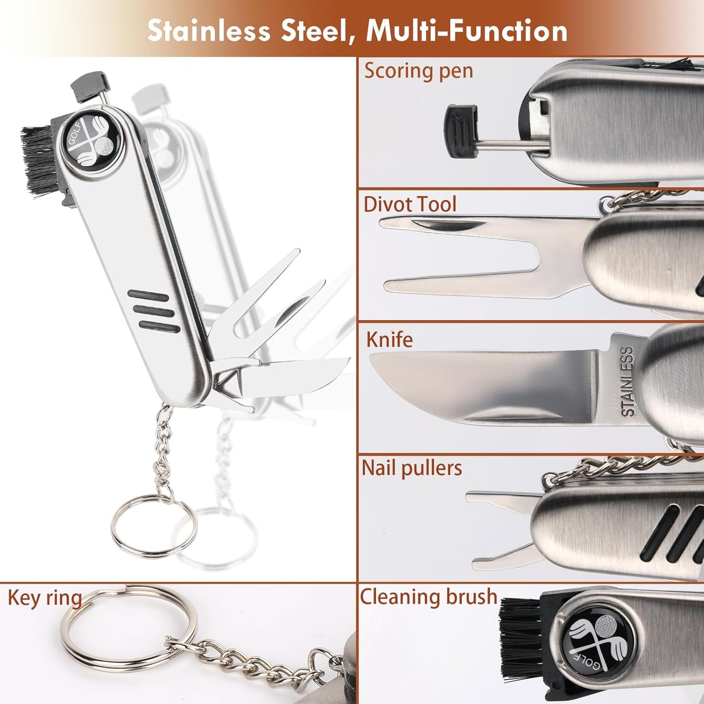 Golf Accessories Kit with High-Grade Handbag, Golf Balls, Rangefinder, Brush, Golf Tees, Multifunctional Divot Knife, Golf Ball Clamp, Mini Scorer, Golf Club Cover, Unique Gift for Men and Women