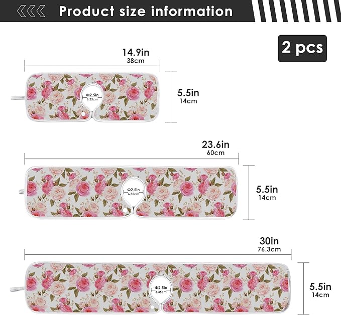 Kitchen Faucet Absorbent Mat,Pink Rose Flower Floral Water Splash Guard for Sink, Faucet Drip Catcher Thicken Sponge Microfiber Faucet Water Catcher Mat Sink Absorbent Mat for Kitchen 14x5in 2 Pack