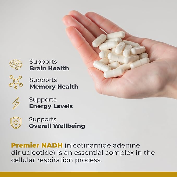 Premier Research Labs NADH - Supports Alertness, Energy & Athletic Performance - Memory Support Dietary Supplements - for Brain Health - Pure Vegan - 30 Plant-Source Capsules