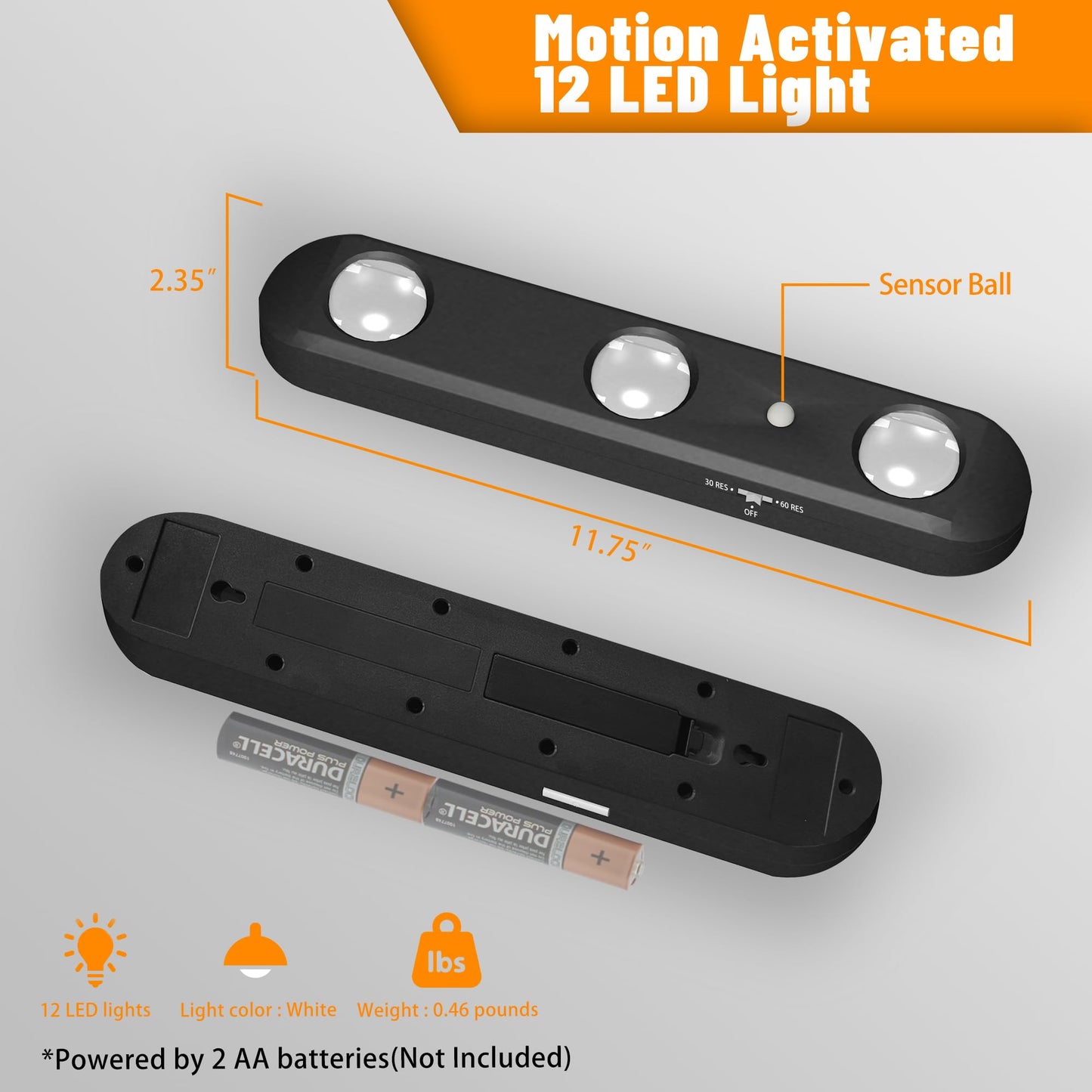 MIND&ACTION LED Gun Safe Light, Motion Activated, Ultra Bright, Battery Powered, Black, Model XW-DJQD-N6PA, 1 Pack