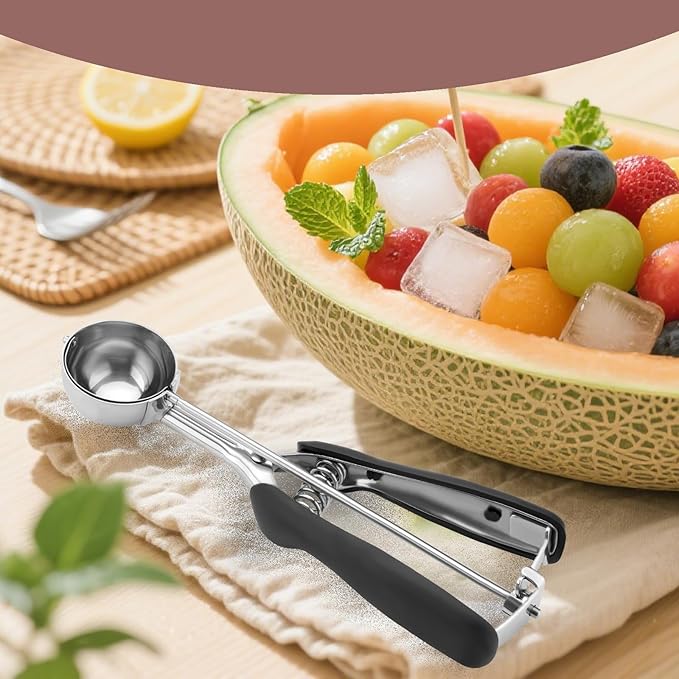 Small Cookie Scoop 1 Tablespoon, Size #60 Cookie Dough Scoop, Stainless Steel Ice Cream Scooper with Trigger Release, for Baking Small Cookies, Meatballs, Melon Balls