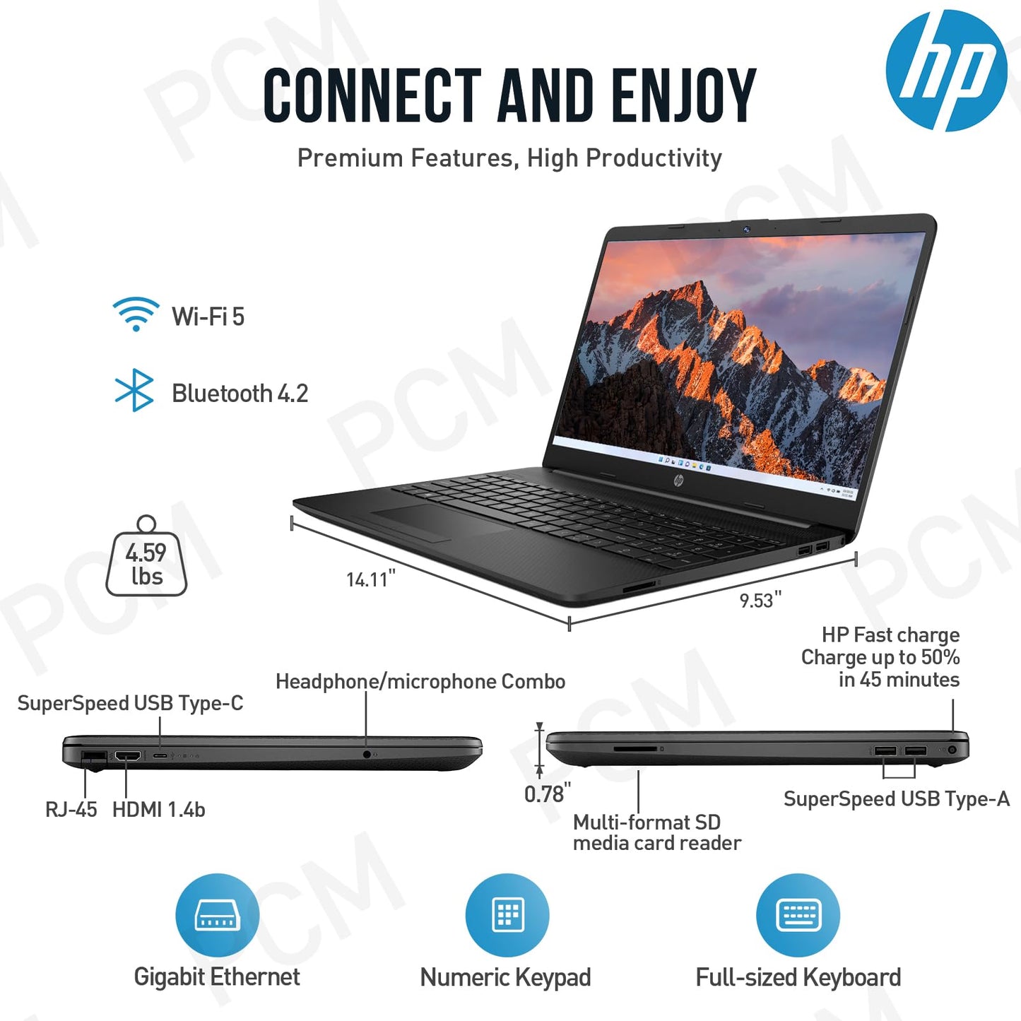 Hp 15.6 Laptop Computer, 15.6 Inch Hd Display, Intel Pentium Silver N5030, 16Gb Ram, 512Gb Ssd, 1 Year Office 365, Windows 11, L