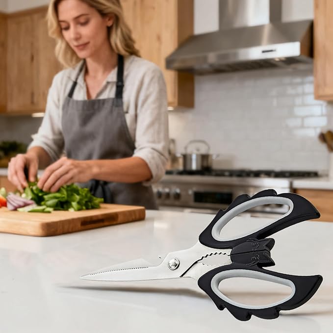 Livin Angel Wings Cat Style Kitchen Ambidextrous Scissors for Women, Large Grip Openings Utensils, Halloween Kitchen Accessories for Vegetables Meat Cutting, Comfortable Ergonomic Fit for Office