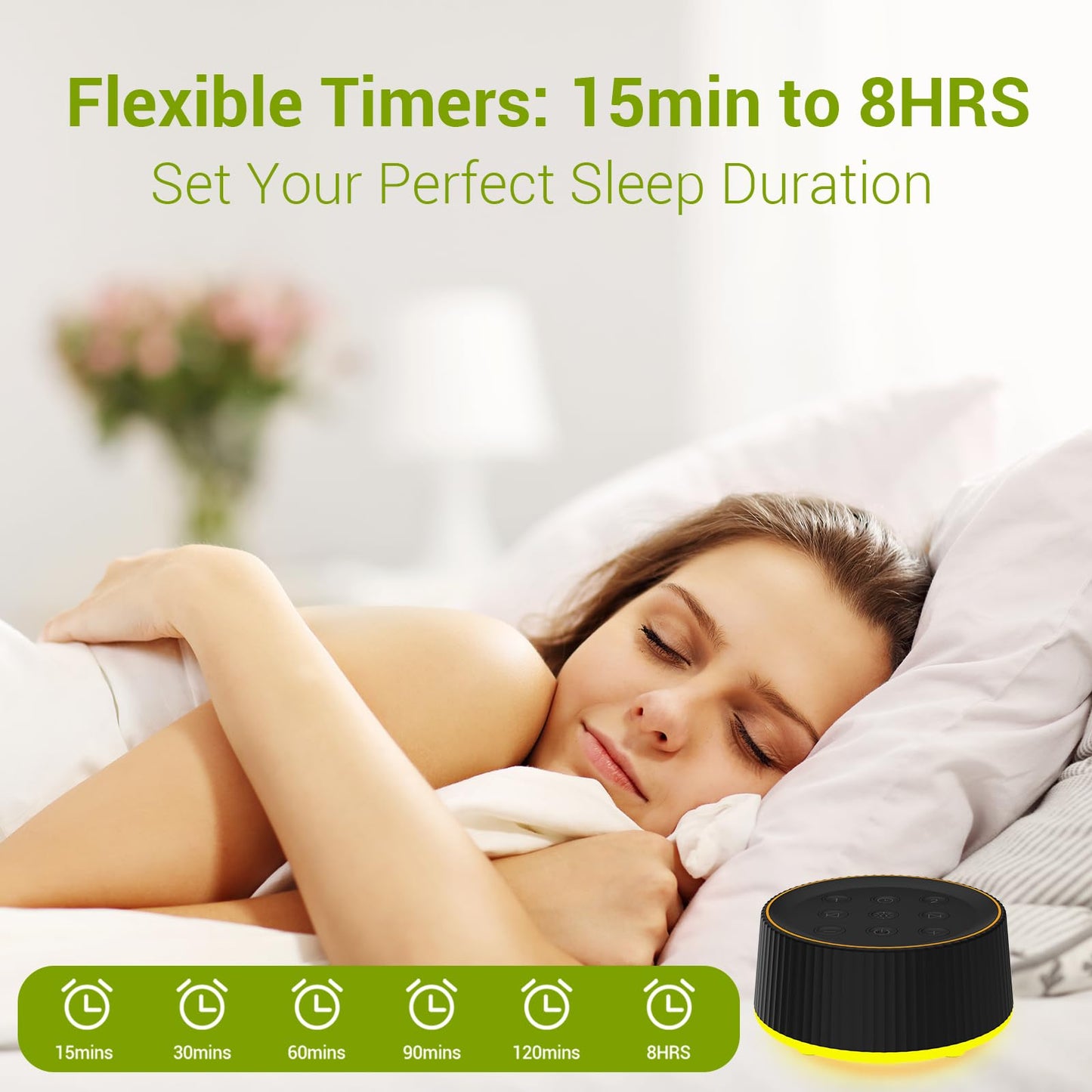 BGOVERSS White Sound Machine with 26 Soothing Sounds, 10 Colors Night Light Noise Machine for Adults Baby Kids, Sleep Machines with 6 Timers Portable Plug for Baby, Adults, Home Office Travel, Black