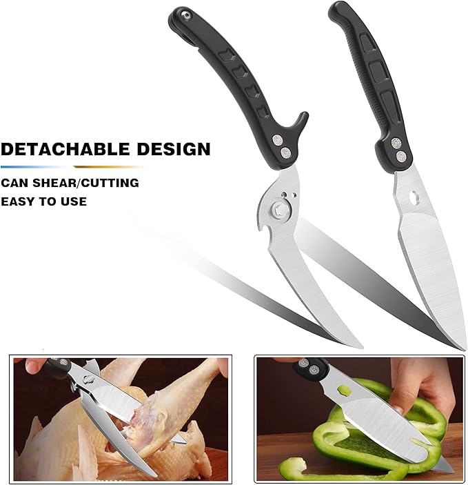 Poultry Shears Scissors Heavy Duty,Kitchen Shears,Multi-purpose Stainless Steel Kitchen Scissors for Christmas Turkey Food, Chicken,Fish,Meat,Separable easy to clean thoroughly,Dishwasher Safe.