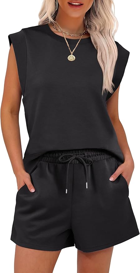 ANRABESS Two Piece Sets for Women 2026 Summer Short Lounge Set Casual Beach Vacation Outfits Spring Sweatsuits Tracksuit