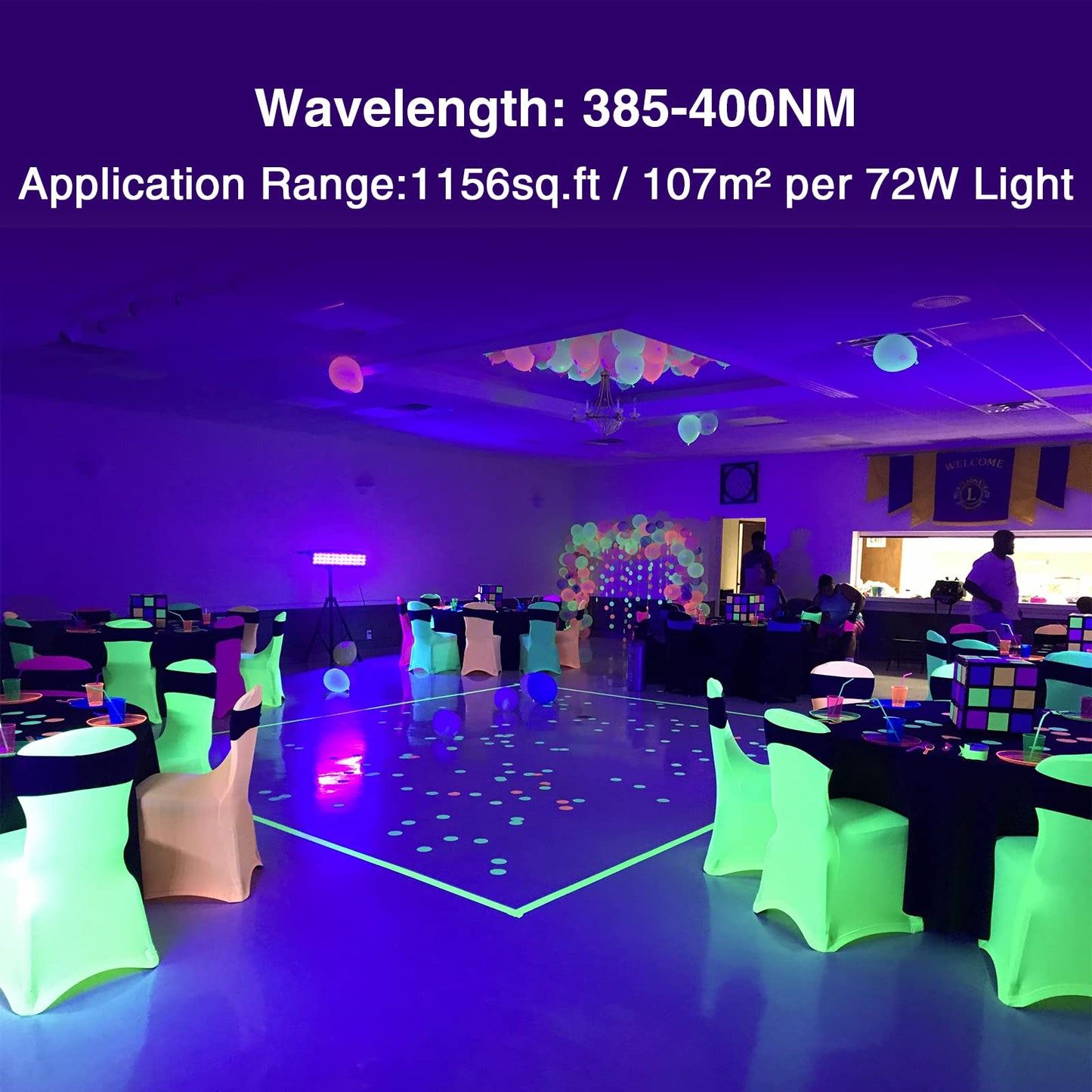 Onforu 72W Blacklight Bar - Ip66 Waterproof Led Flood Light For Parties, Halloween, And Stage Lighting, Model Ctb72Uv