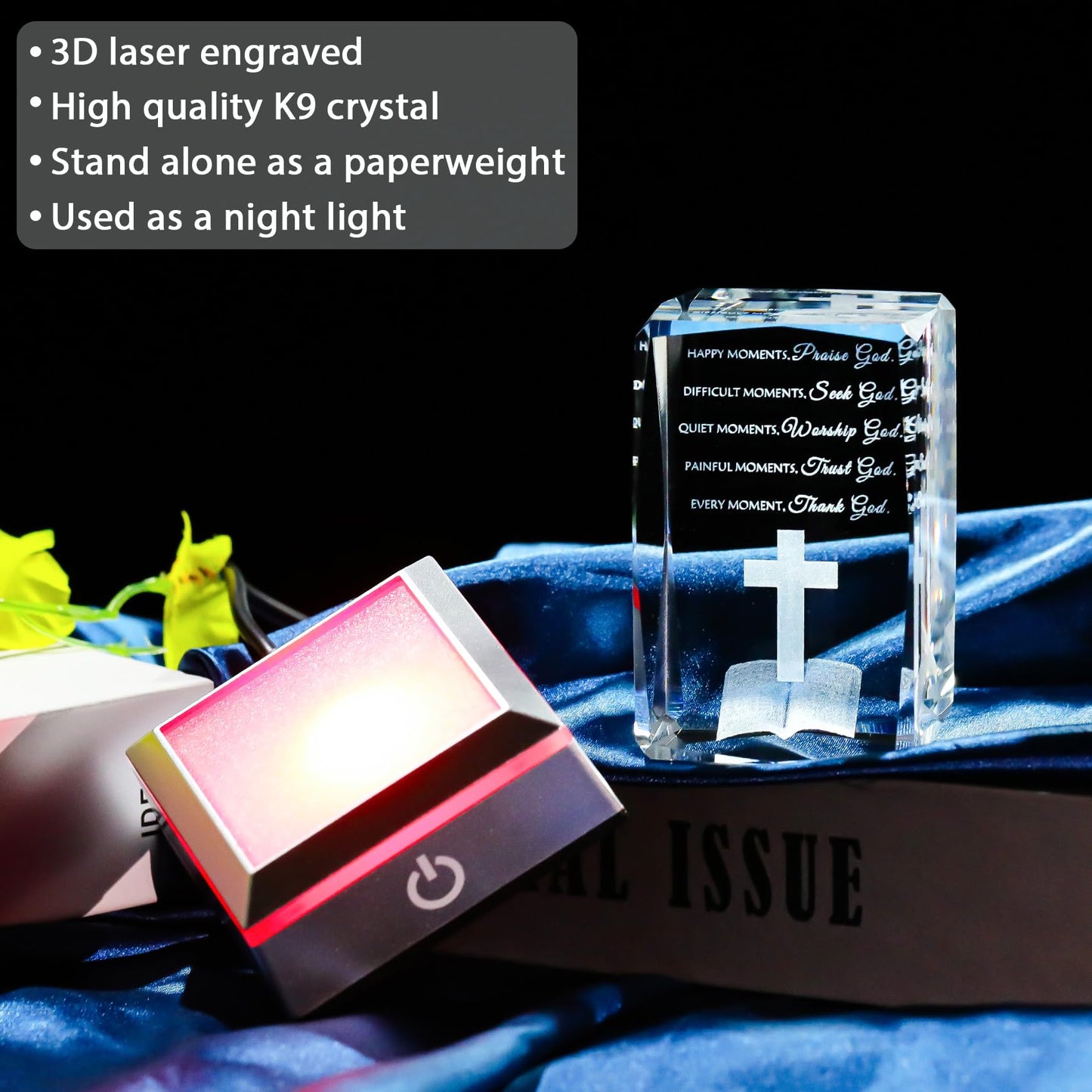 Movdyka 3D Crystal Christian Gifts For Women Men Faith  Inspirational Bible Verse Religious Gift Keepspirit-inspired flavor With Colorful Led Night Light  Get Well Spiritual Gifts Ideas For Birthday