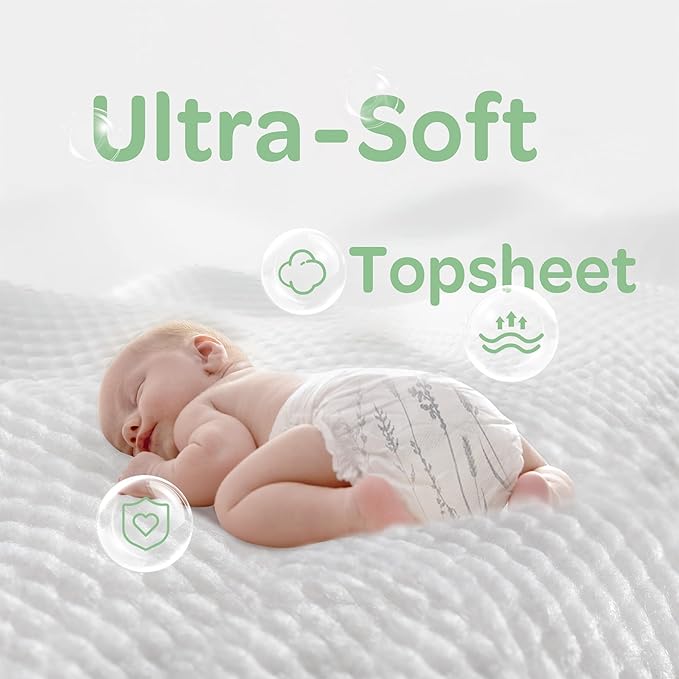 Parasol Clear+Dry Disposable Diapers, RashShield Protection and Leak-Control Fit, Hypoallergenic Diapers, Size 1 (7-14 lbs), 320 Count